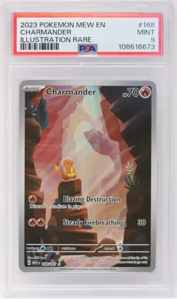 2023 POKEMON MEW EN-151 #168 CHARMANDER ILLUSTRATION RARE - PSA MINT 9 - Image 1