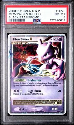 Mewtwo LV.X DP28 Diamond and Pearl Holo Pokemon 2008 PSA 8 - Image 1