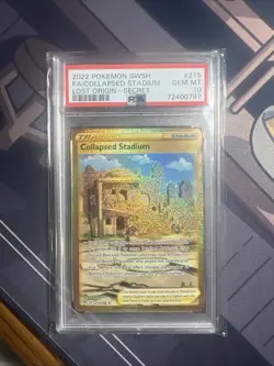 Pokemon Card Collapsed Stadium Full Art Secret PSA 10, Lost Origin #215 2022 (1) - Image 1