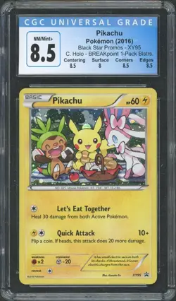 Pokemon Pikachu BREAKpoint 1-Pack Blisters Holo XY95 CGC 8.5 - Image 1
