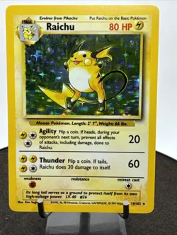 Pokemon TCG Raichu Base Set Holo Rare Card 14/102 LP /NM - Image 3