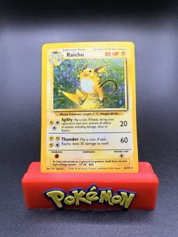 Pokemon TCG Raichu 14/102 Base Set Holo Rare Unlimited 1999 WOTC LP/MP - Image 1