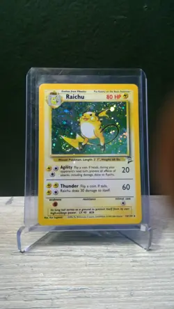 Pokemon TCG Raichu 14/102 Base Set 2 Holo Rare 1999 WOTC Vintage LP SWIRL - Image 4