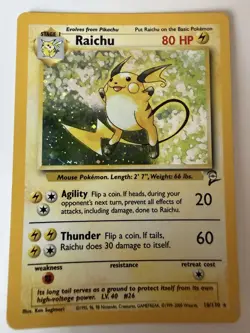 Pokemon TCG Raichu Base Set Holo 2nd Edition Rare Card 14/102 LP - Image 1