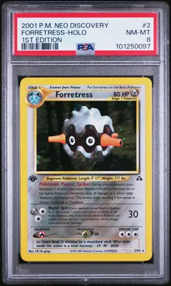 Pokemon 1st Edition Forretress Holo 2/75 Neo Discovery PSA 8 NM/Mint - Image 1