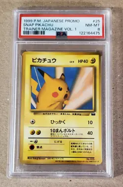 SNAP PIKACHU 1999 JAPANESE POKEMON TRAINERS MAGAZINE VOLUME 1 PROMO PSA 8 NM-MT - Image 1