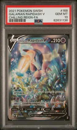 2021 Pokemon Sword & Shield Chilling Reign Galarian Rapidash V Fa PSA 10 #168 - Image 1