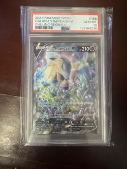 2021 Pokemon Sword Shield Chilling Reign 168 Galarian Rapidash V Full Art PSA 10 - Image 1