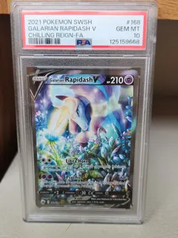 PSA 10 Galarian Rapidash V 168/198 Chilling Reign Full Art Pokemon Card - Image 1
