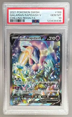 4436 Galarian Rapidash V 2021 Pokemon Sword & Shield Chilling Reign #168 PSA 10 - Image 1