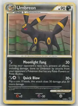 💫 Umbreon 10/90 HGSS Pokemon TCG Undaunted Regular Rare Card NON-HOLO 10/90 - Image 1