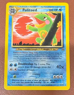 Pokemon TCG Card Politoed 27/75 Neo Discovery Regular Rare EX NO PLAY - Image 1
