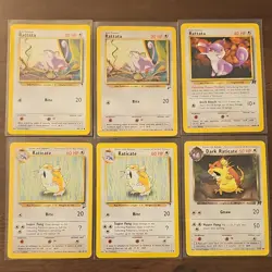 Pokemon TCG Lot Rattata Raticate Dark Raticate Aquapolis Team Rocket 6 Cards - Image 1