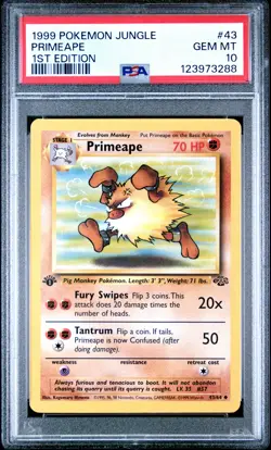 1999 POKEMON JUNGLE 1ST ED #43 PRIMEAPE PSA 10 - Image 1