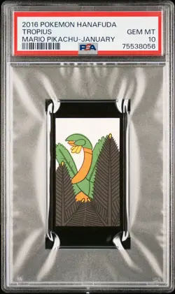 PSA 10 Gem Mint Mario Pikachu Hanafuda Tropius January Japanese Pokemon TCG 2016 - Image 1