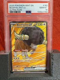 2025 Pokemon White Flare #162 Bouffalant EX PSA 10 Mint Ultra Rare - Image 1
