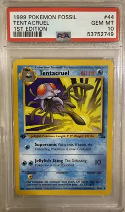 1999 Pokemon Fossil Tentacruel 1st Edition #44/62 PSA 10 - Image 1