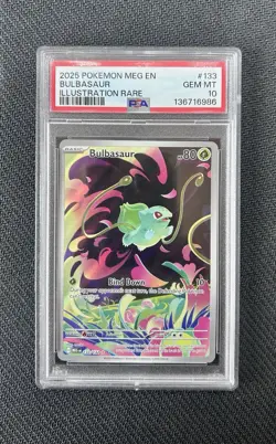 2025 Pokemon Mega Evolution Bulbasaur 133/132 Illustration Rare PSA 10 GEM MINT - Image 1