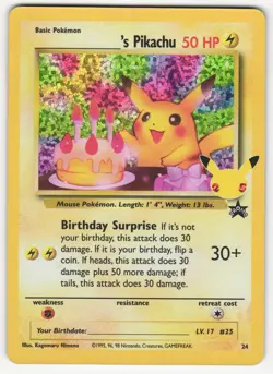 Birthday Pikachu Holo 24 Celebrations Classic Collection Pokemon 2021 NM - Image 1