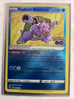 Radiant Blastoise 018/078 Holo Radiant Rare Pokemon GO 2022 Pokemon - Image 1