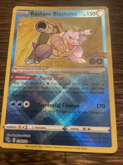 Pokemon TCG Radiant Blastoise Holo Card Pokemon Go 018/078 - Image 1