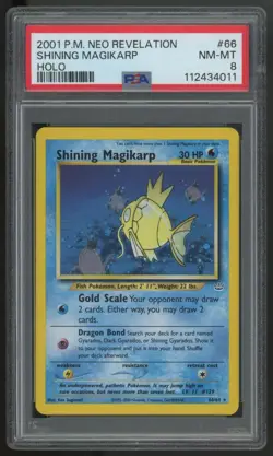 2001 Pokemon Shining Magikarp Neo Revelation Holo #66 PSA 8 - Image 1