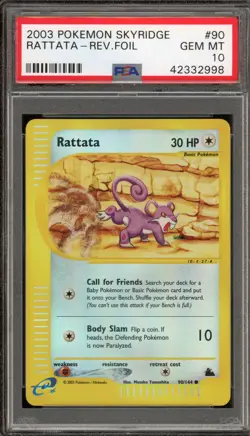 Pokemon Rattata Skyridge Reverse Holo #90 PSA 10 Gem Mint - Image 1