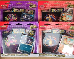 lot 4 Ascended Heroes 3 Pack Tech Sticker Collection Sealed Pokemon EN - Image 1