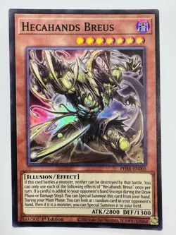 Yu-Gi-Oh! TCG Hecahands Breus Super Rare 1st Edition NM - Image 1