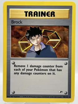 Brock 98/132 Gym Heroes Unlimited Non Holo Rare Vintage WotC Pokemon TCG Card - Image 1