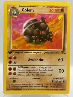 Golem 36/62 Fossil 1st Ed Non Holo WotC 1999 Vintage Pokemon TCG Card - Image 1
