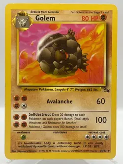 Golem 36/62 Fossil Unlimited Non Holo WotC 1999 Vintage Pokemon TCG Card - Image 1