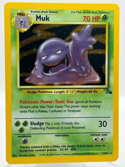 Muk 13/62 Fossil Unlimited Holo Rare 1999 Vintage Pokemon TCG Card - Image 1