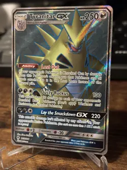 Nm Tyranitar GX 203/214 Pokemon Lost Thunder Sun & Moon Full Art Rare GX Card - Image 2
