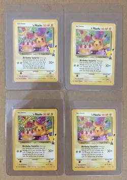 Pokemon Birthday Pikachu #24 Holo Rare 25th Celebrations TCG - FOUR CARD LOT - Image 1