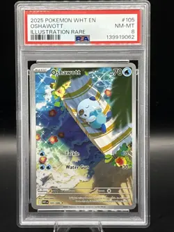 Pokemon TCG - Oshawott - 105/086 - White Flare - Illustration Rare - PSA 8 - Image 1