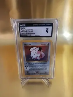 Pokemon TCG Clefairy 005/102 1999 Base Set (Shadowless ) Holo CGC 9 - Image 1