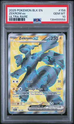 2025 POKEMON BLK EN-BLACK BOLT ULTRA RARE #158 ZEKROM EX PSA 10 - Image 1
