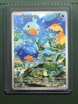 Ducklett 109/086 Pokemon TCG Scarlet & Violet White Flare Illustration Rare Card - Image 1