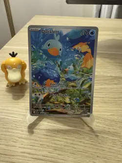 Ducklett 109/086 Pokemon TCG Scarlet & Violet White Flare Illustration Rare Card - Image 1