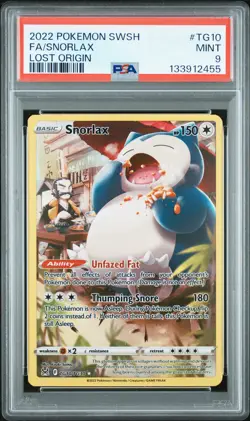 2022 POKEMON SWORD & SHIELD LOST ORIGIN #TG10 FULL ART/SNORLAX PSA 9 - Image 1