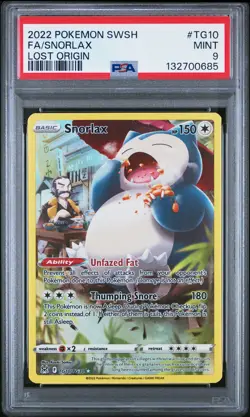 2022 POKEMON SWORD & SHIELD LOST ORIGIN #TG10 FULL ART/SNORLAX PSA 9 - Image 1