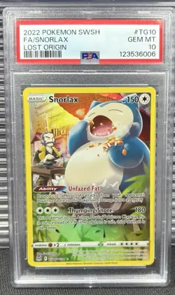 2022 POKEMON SWORD & SHIELD LOST ORIGIN #TG10 FULL ART SNORLAX PSA 10 GEM MINT - Image 1
