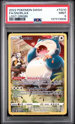 2022 POKEMON SWORD & SHIELD LOST ORIGIN #TG10 FULL ART/SNORLAX PSA 9 - Image 1
