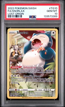 2022 POKEMON SWORD & SHIELD LOST ORIGIN #TG10 FULL ART/SNORLAX PSA 10 - Image 1