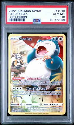 2022 POKEMON SWORD & SHIELD LOST ORIGIN #TG10 FULL ART/SNORLAX PSA 10 - Image 1