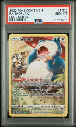 2022 POKEMON SWORD & SHIELD LOST ORIGIN #TG10 FULL ART/SNORLAX PSA 10 - Image 1