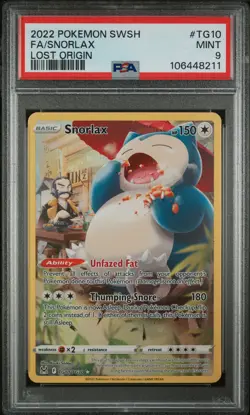2022 POKEMON SWORD & SHIELD LOST ORIGIN #TG10 FULL ART/SNORLAX PSA 9 - Image 1