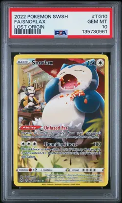 2022 POKEMON SWORD & SHIELD LOST ORIGIN #TG10 FULL ART/SNORLAX PSA 10 - Image 1