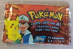 Pokemon Topps TV Animation Edition Sealed Pack Of 7 Trading Cards & 1 Foil 1999 - Image 1